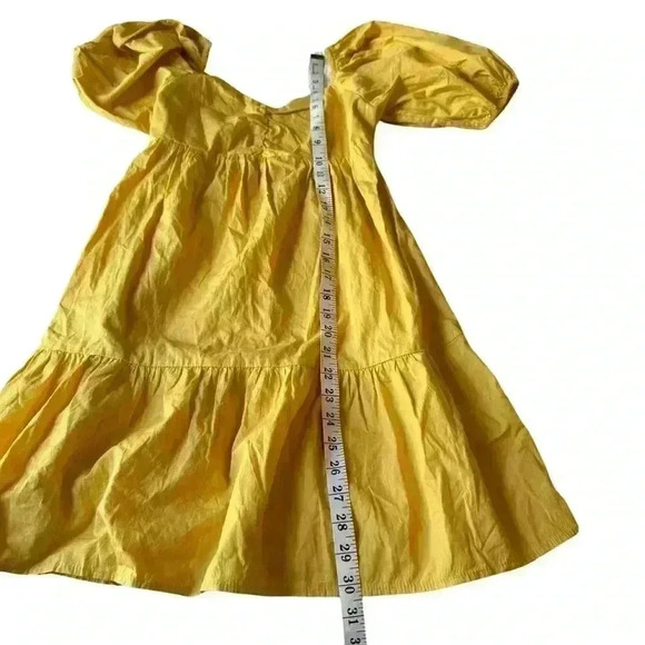 BILLABONG womens S Mini DRESS Yellow BE MINE Short PUFF Sleeve BABYDOLL Cotton - Picture 6 of 14